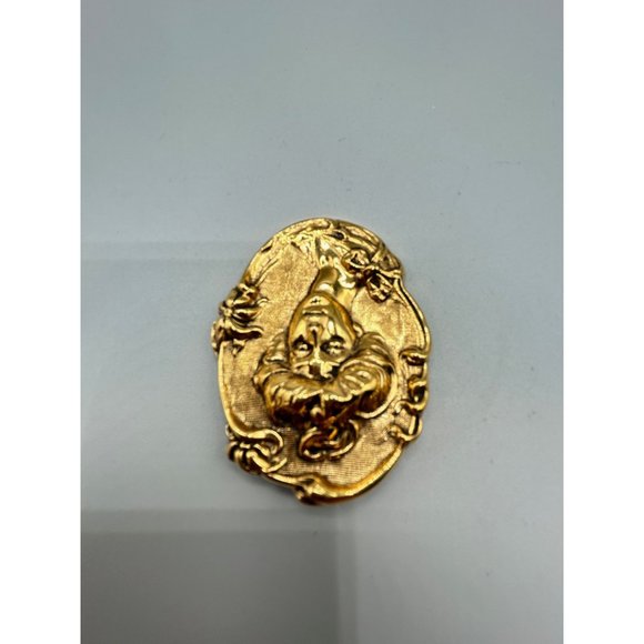 Gibson Girl Dimensional Repousse Gold Tone Art Nouveau Victorian Inspired Brooch - Picture 3 of 6